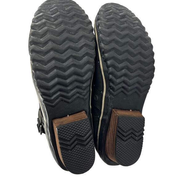 Sorel Slimboot Lace Herringbone Waterproof Boot Black Gray Stacked Heel Size 9 - Picture 4 of 12